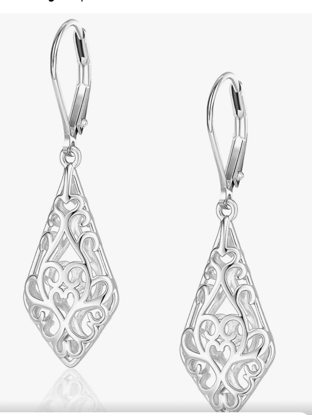 Elegant Silver Filigree Drop Earrings - Women's Jewelry
